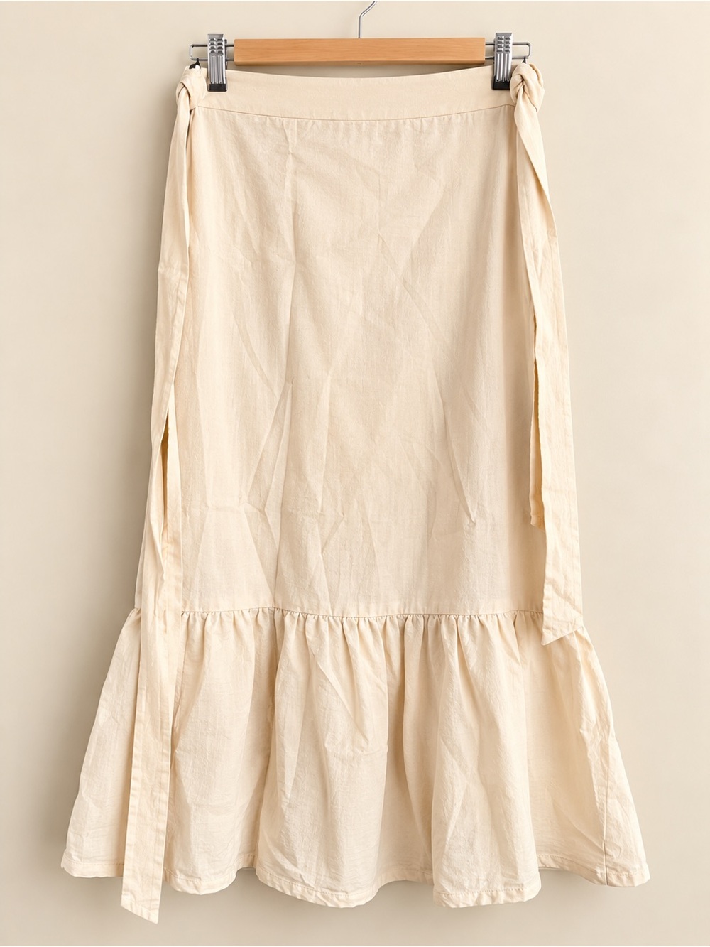 Cream Tiered Midi Skirt